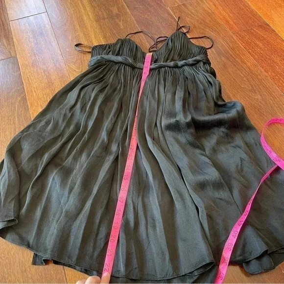 Alice + Olivia Silk Black Mini Dress Pleated Halter Strap Structured LBD - Picture 8 of 13